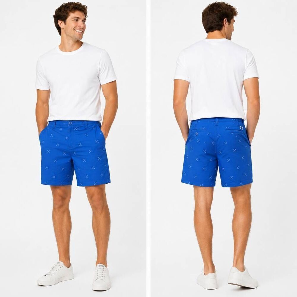 Under Armour Boys Golf Shorts Blue Golf Print Size 18